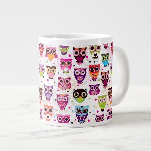Colourful Owl Pattern For Kids 2 Large Coffee Mug (Front Right)