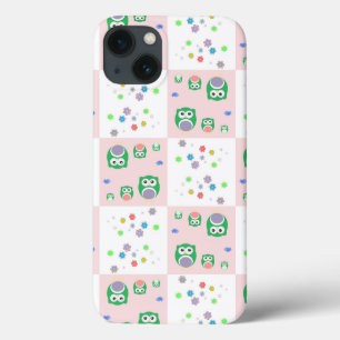 Colourful Owl Pattern For Kids iPhone 13 Case