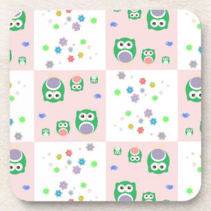 Colourful Owl Pattern For Kids Coaster