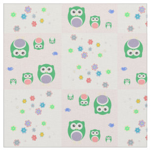 Colourful Owl Pattern For Kids Fabric