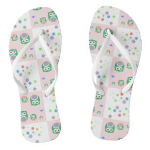 Colourful Owl Pattern For Kids Flip Flops