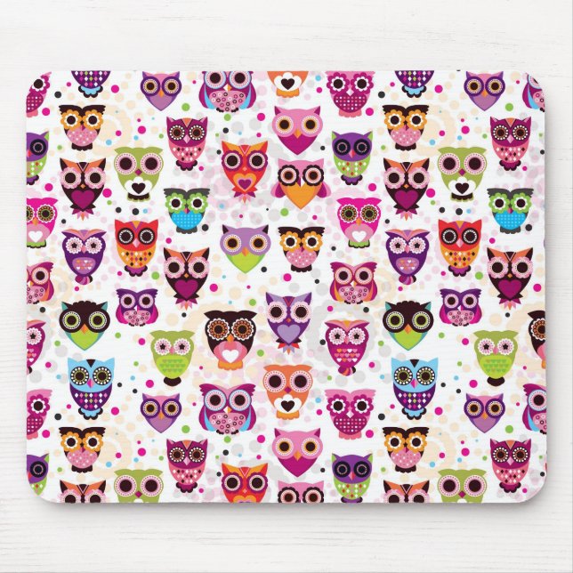 Colourful Owl Pattern For Kids Mouse Mat (Front)
