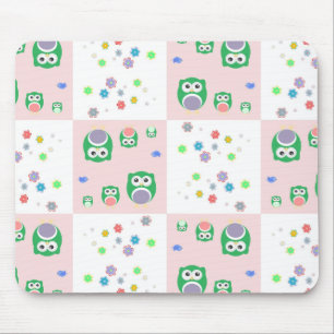 Colourful Owl Pattern For Kids Mouse Mat