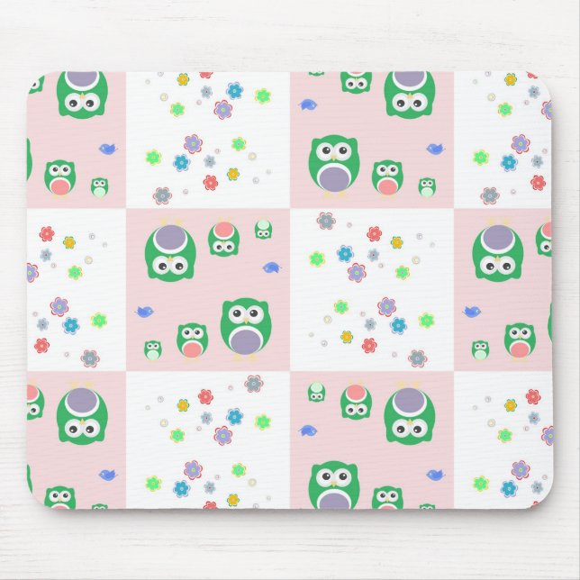 Colourful Owl Pattern For Kids Mouse Mat (Front)
