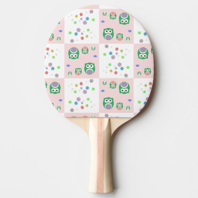 Colourful Owl Pattern For Kids Ping Pong Paddle (Front)
