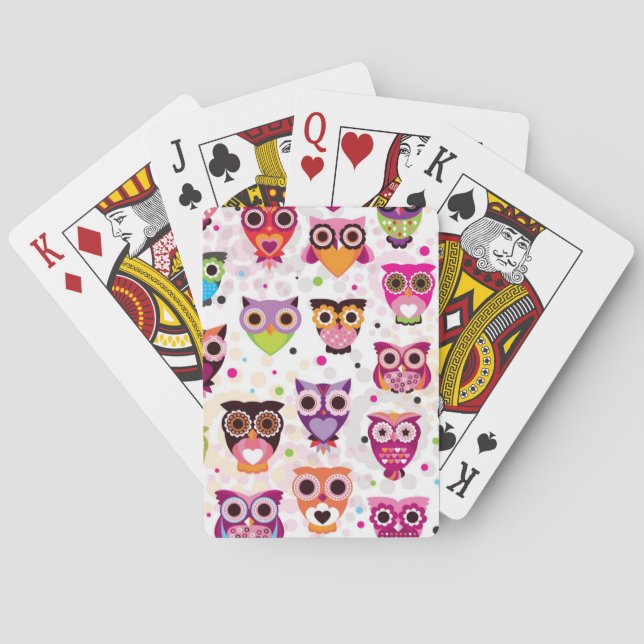 Colourful Owl Pattern For Kids Playing Cards (Back)