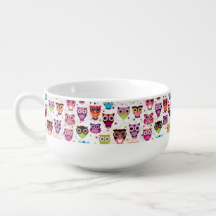Colourful Owl Pattern For Kids Soup Mug