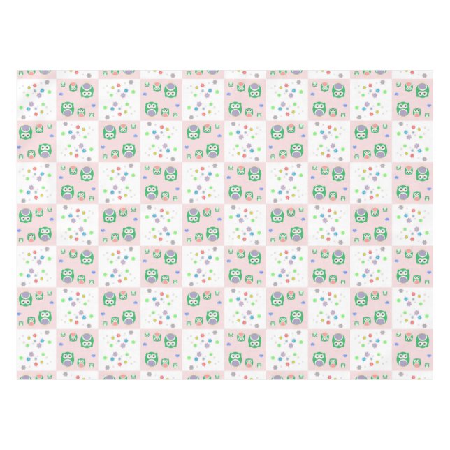 Colourful Owl Pattern For Kids Tablecloth (Front (Horizontal))