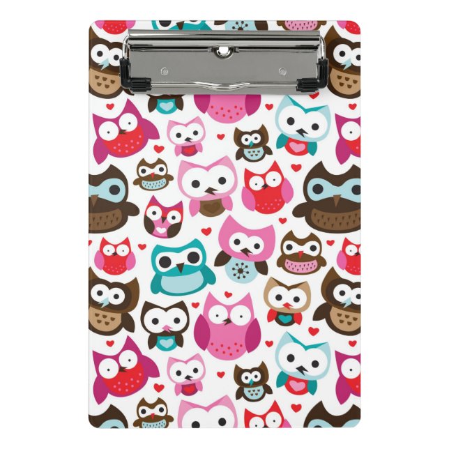 colourful owl pattern mini clipboard (Front)
