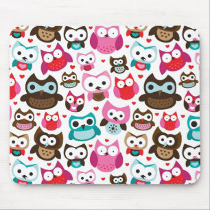 colourful owl pattern mouse mat