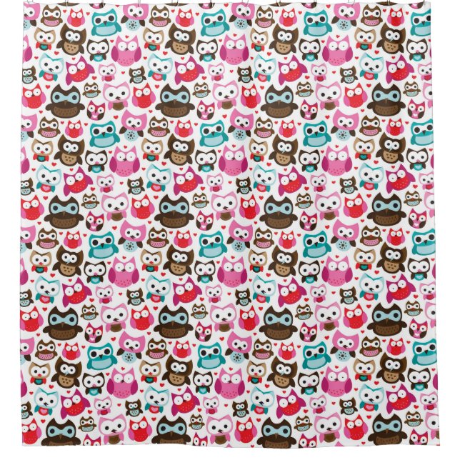 colourful owl pattern shower curtain (Front)