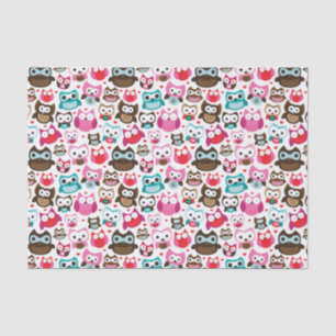 colourful owl pattern tissue paper
