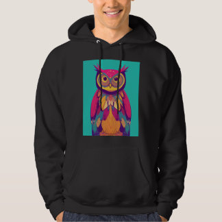 Colourful Owl Portrait Illustration - Bright Bird Hoodie