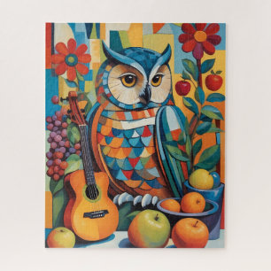 Colourful Owl Still life Portrait Jigsaw Puzzle