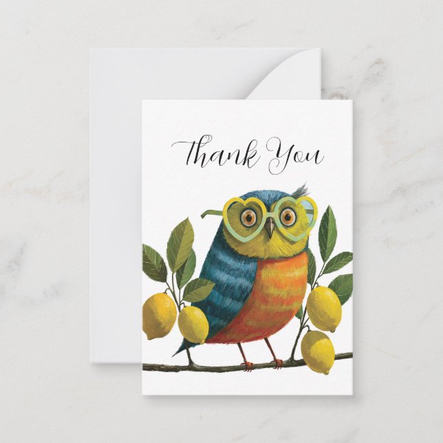 Colourful Owl Thank You Card (Front)