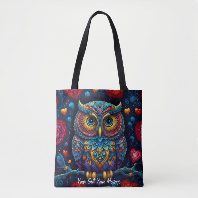 Colourful Owl Tote Bag (Front)