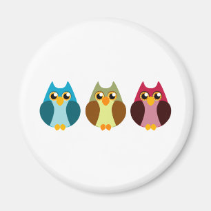 Colourful Owl Trio Magnet