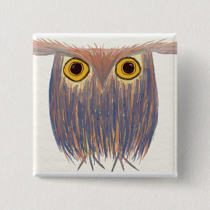 Colourful Owl Watercolor Painting 15 Cm Square Badge