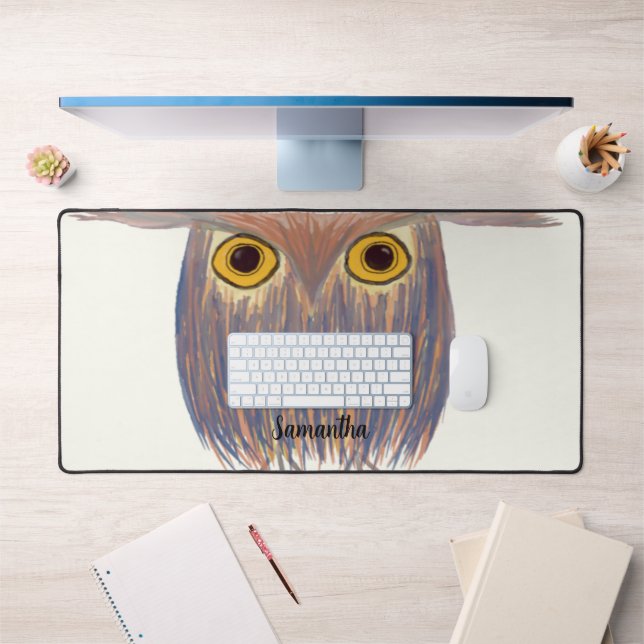 Colourful Owl Watercolor Painting Desk Mat (Office 1)