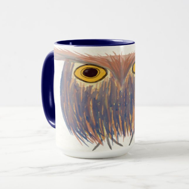 Colourful Owl Watercolor Painting Mug (Front Left)
