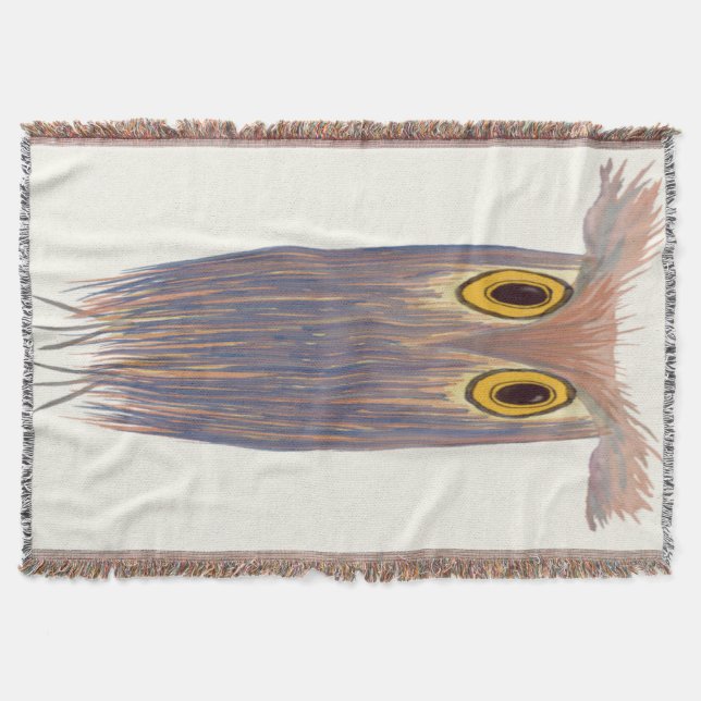 Colourful Owl Watercolor Painting Throw Blanket (Front)