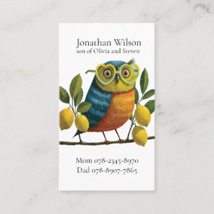 Colourful Owl with Heart-Shaped Glasses Business Card