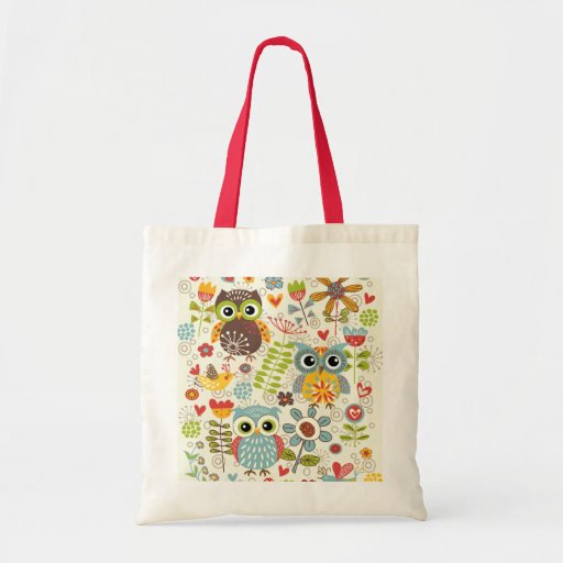 Image of Colourful Owls and Flowers Tote Bag