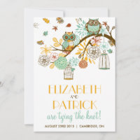 Colourful Owls Autumn / Fall Wedding Invitation