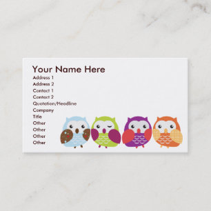 Colourful Owls Business Cards