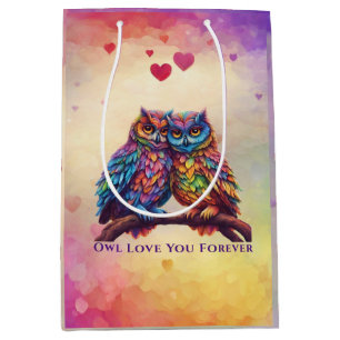 Colourful Owls-Love Birds- Medium Gift Bag