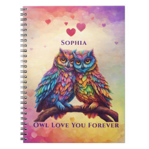 Colourful Owls-Love Birds-Valentine's Day Gift- Notebook