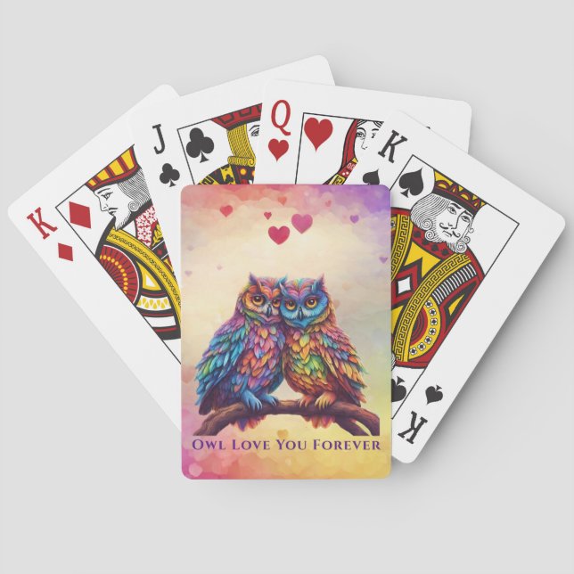 Colourful Owls-Love Birds-Valentine's Day Gift- Playing Cards (Back)