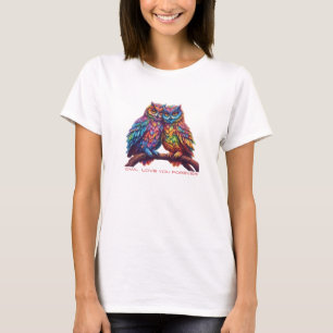 Colourful Owls-Love Birds-Valentine's Day T-Shirt