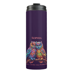 Colourful Owls-Love Birds-Valentine's Day Thermal Tumbler