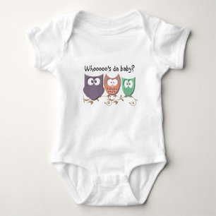Colourful Owls on a Vine Who's the Baby? Baby Bodysuit