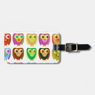 Colourful Owls Pattern Luggage Tag