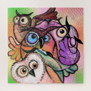 Colourful Owls Puzzle Fun Painting