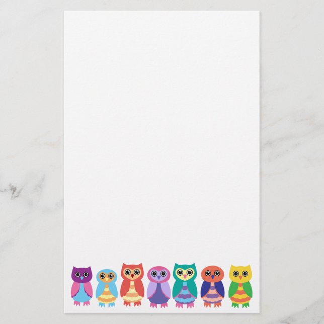 Colourful Owls Stationery (Front)