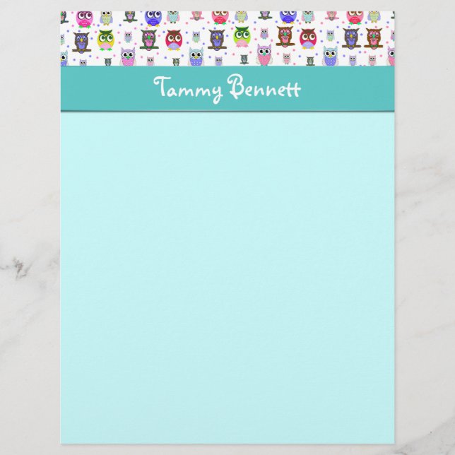 Colourful Owls Stationery (Front)