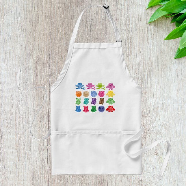 Colourful Owls Wise Birds Standard Apron (Creator Uploaded)