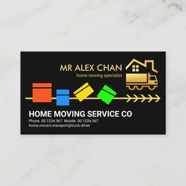 Colourful Packing Boxes Home Moving Business Card (Front)