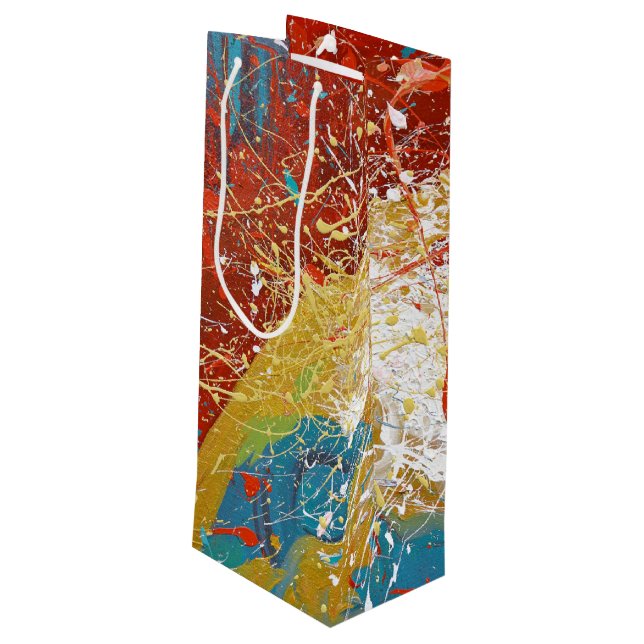 Colourful Paint Abstract Wine Gift Bag (Back Angled)