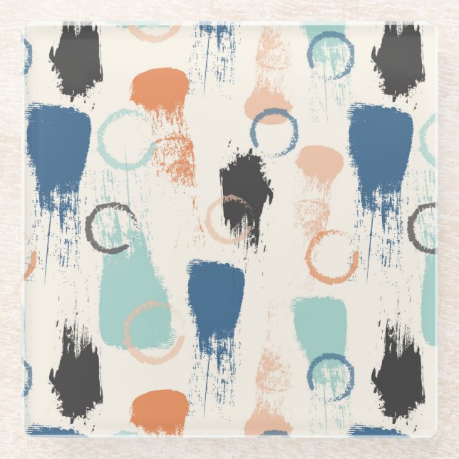 Colourful Paint Blotches and Splats Glass Coaster (Front)