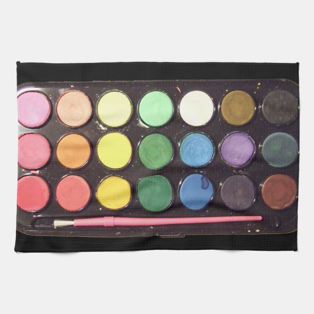 Colourful Paint Box Rainbow Tea Towel (Horizontal)