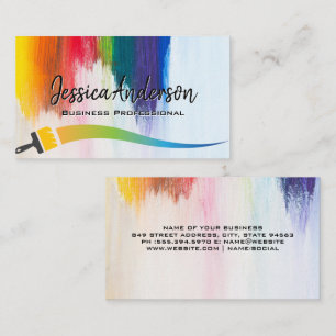 Colourful Paint Brush Strokes   Artistic Business Card