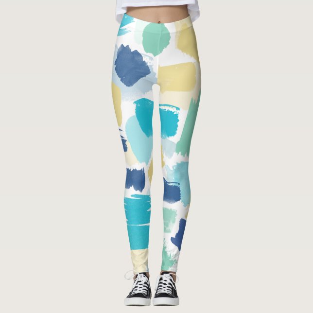 Colourful Paint Brush Strokes Leggings (Front)
