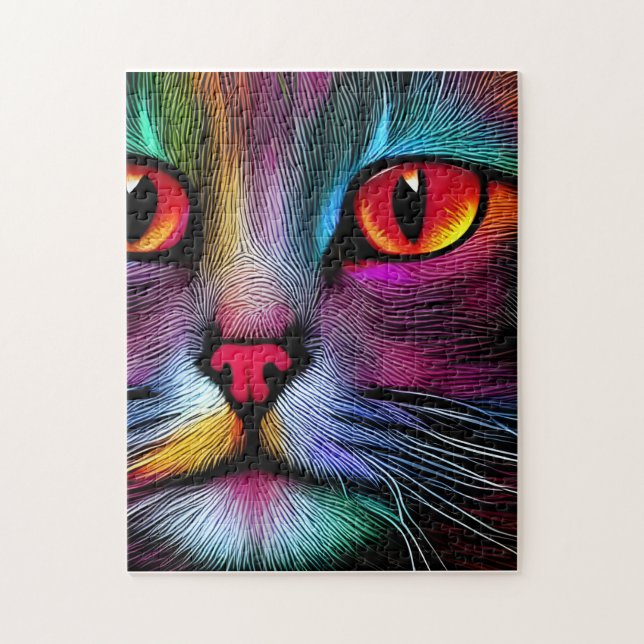 Colourful Paint Cat Abstract Jigsaw Puzzle (Vertical)