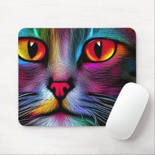 Colourful Paint Cat Abstract Mouse Mat