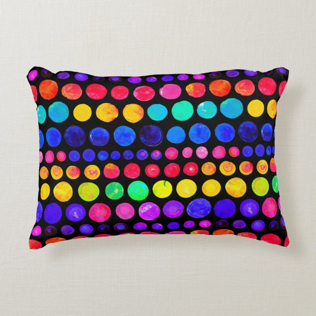 Colourful Paint Dots Pattern Decorative Cushion (Front)