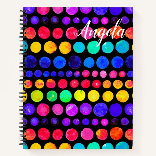 Colourful Paint Dots Pattern Notebook (Front)